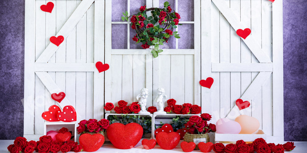 Kate Roses Valentine's Day Backdrop White Wooden Door Designed by Emetselch