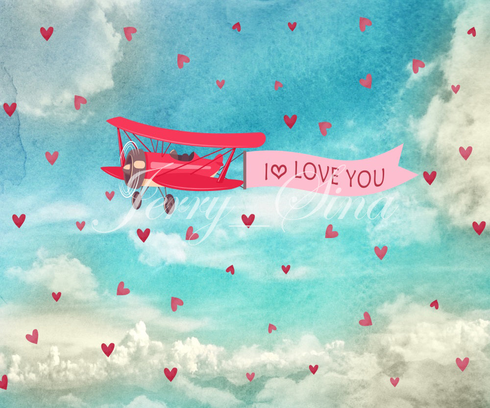 Kate Pet Sky Love Plane Backdrop for Valentines designed by Jerry_Sina