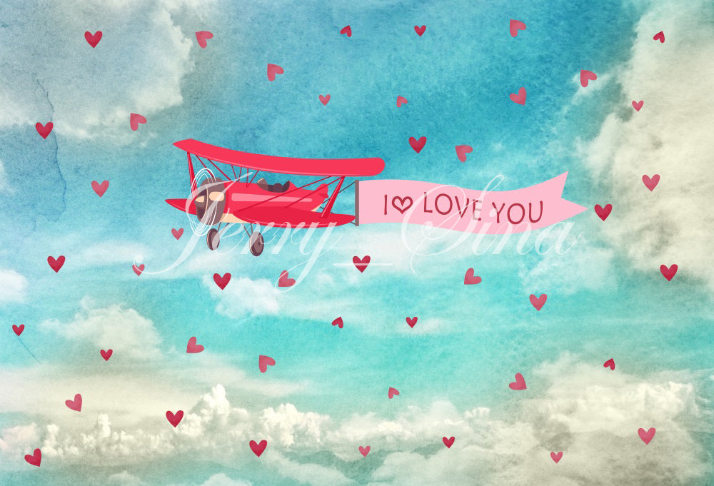 Kate Sky Love Plane Backdrop for Valentines designed by Jerry_Sina - Kate Backdrop