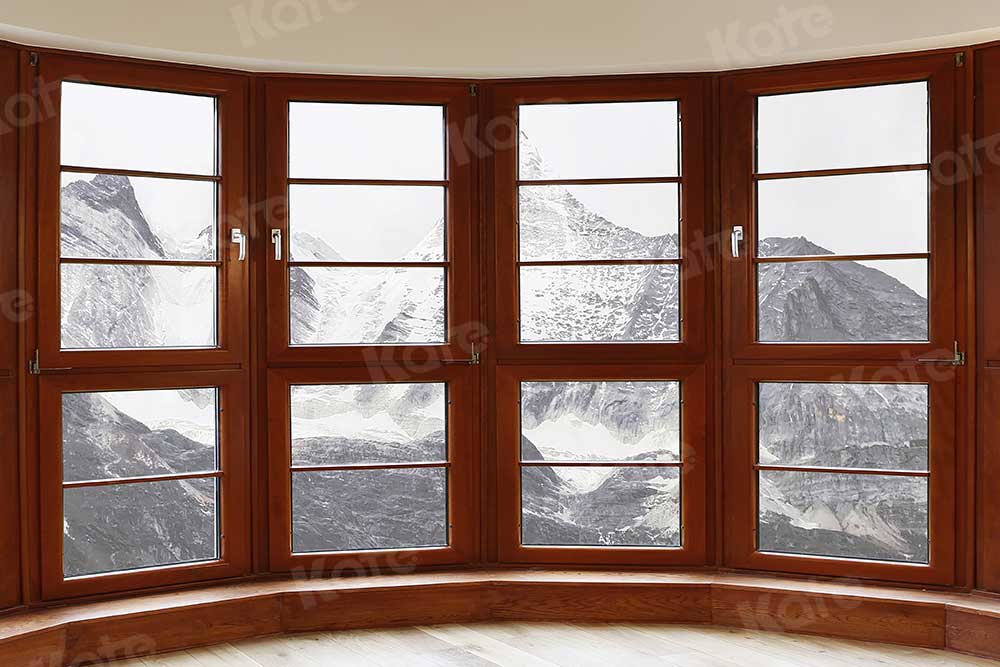 Kate Winter French Windows Backdrop Snow Mountain for Photography