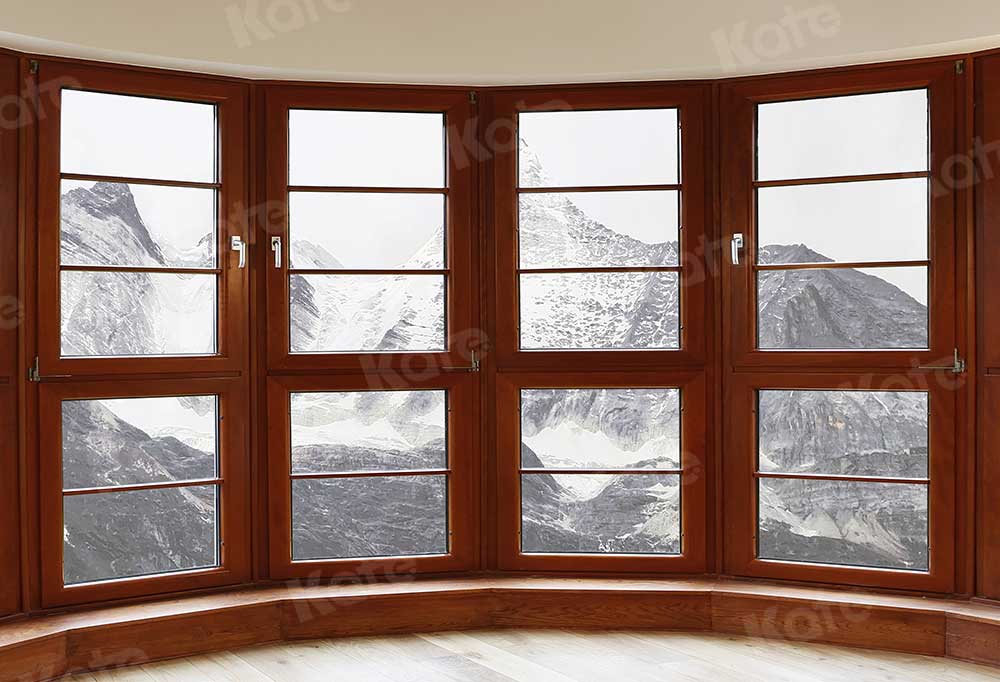 Kate Winter French Windows Backdrop Snow Mountain for Photography