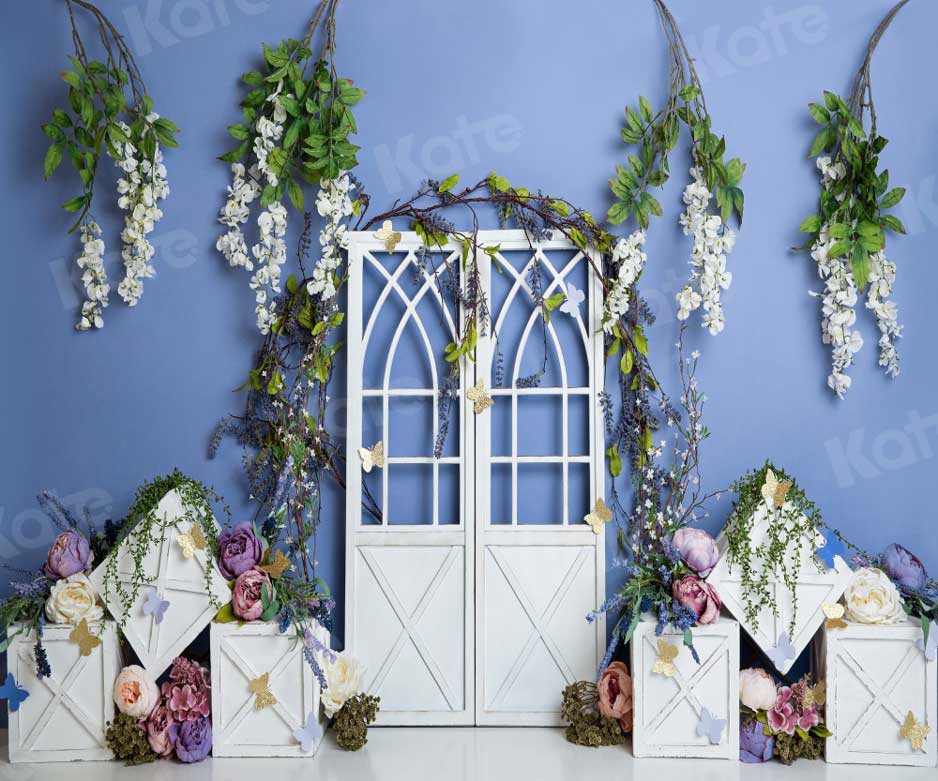 Kate Spring Blue Floral Decoration Backdrop Designed by Megan Leigh Photography