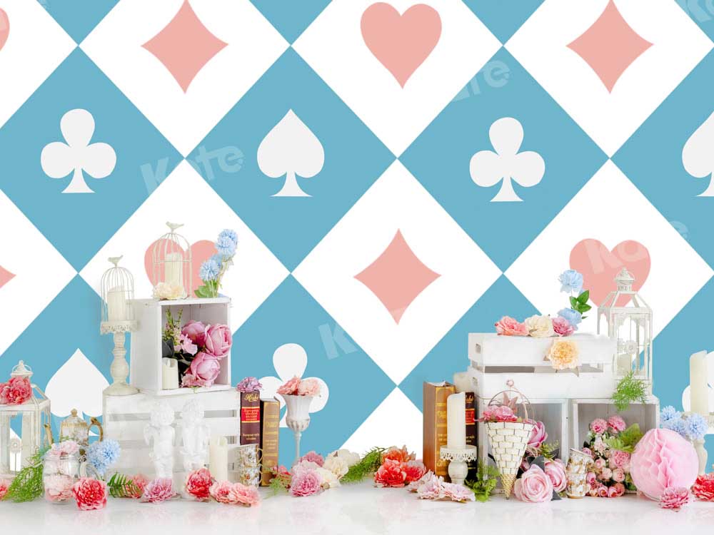 Kate Spring Cake Smash Backdrop Flowers Playing Card Designed by Emetselch