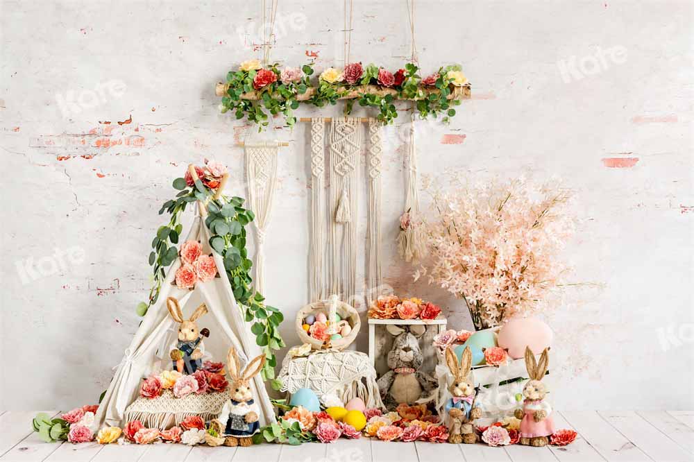 Kate Spring/Easter Bunny Backdrop Boho Designed by Emetselch