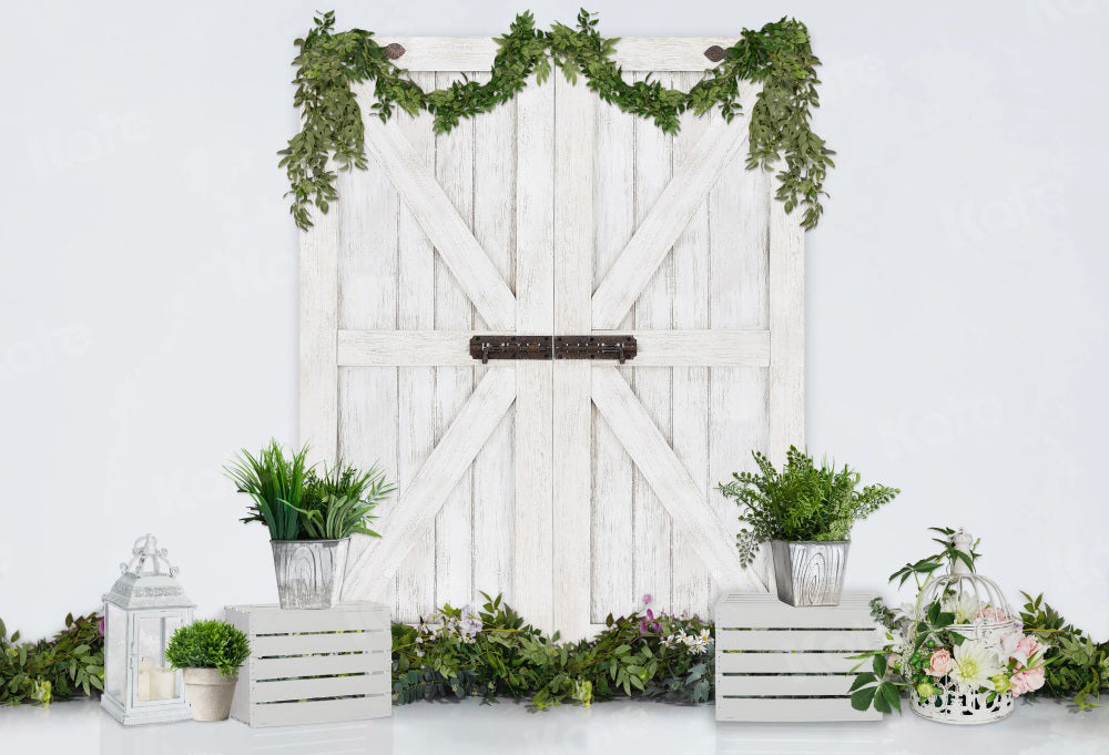 Kate Spring/Easter White Barn Door Backdrop Designed By Jerry_Sina - Kate Backdrop