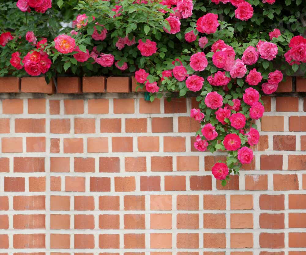 Kate Spring Flowers Backdrop Vintage Brick Wall Designed by Chain Photography