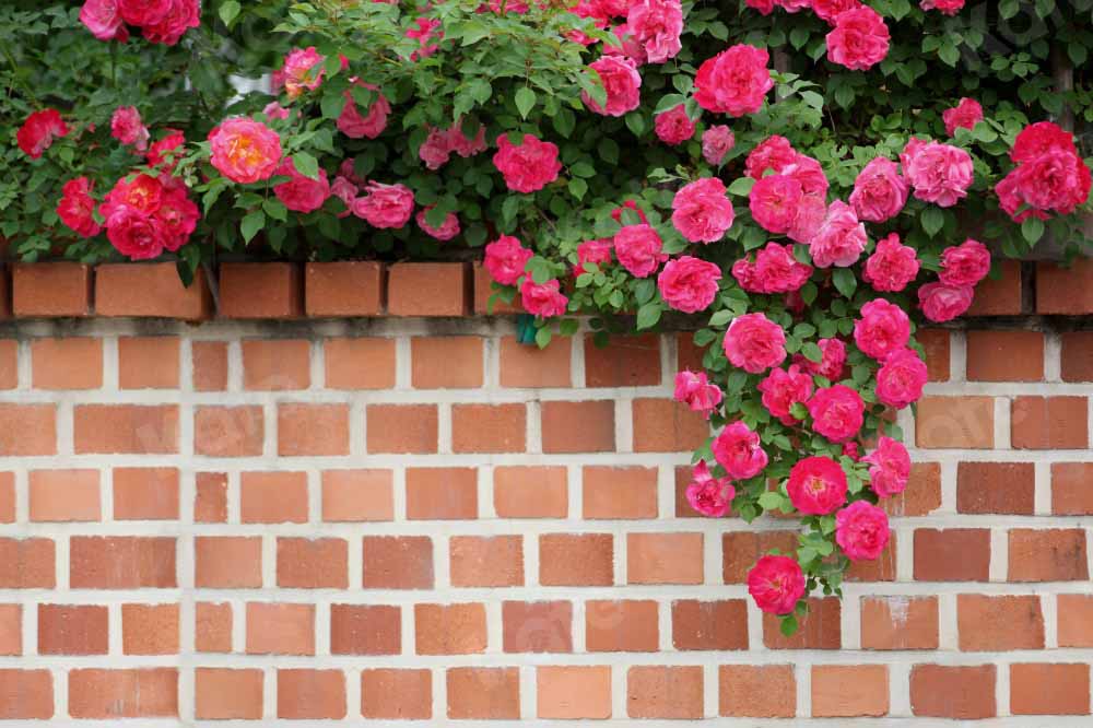 Kate Spring Flowers Backdrop Vintage Brick Wall Designed by Chain Photography