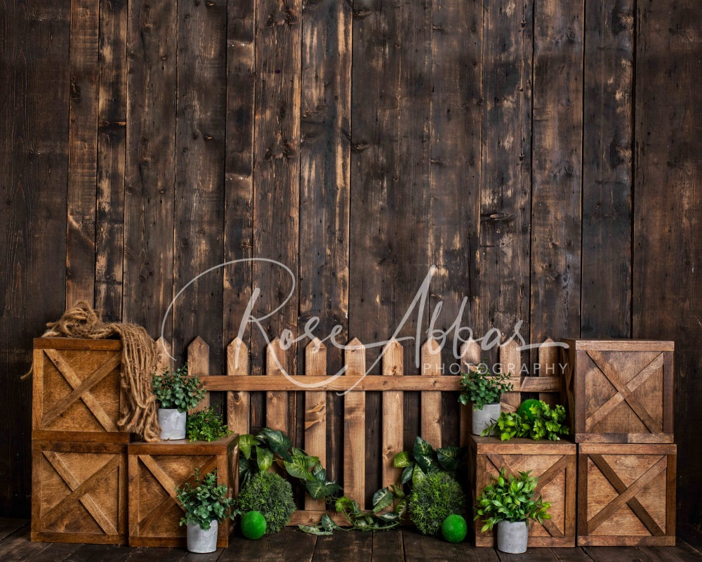 Kate Spring Garden Backdrop Dark Wood for Photography Designed By Rose Abbas