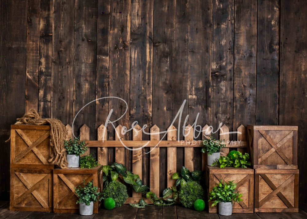 Kate Spring Garden Backdrop Dark Wood for Photography Designed By Rose Abbas