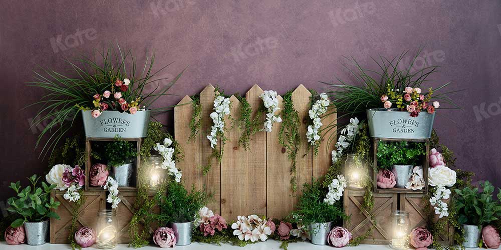 Kate Spring Garden Flowers Wood Fence Backdrop Designed By Megan Leigh Photography