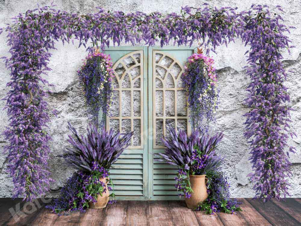 Kate Spring Purple Flower Backdrop Room Door Designed by Emetselch