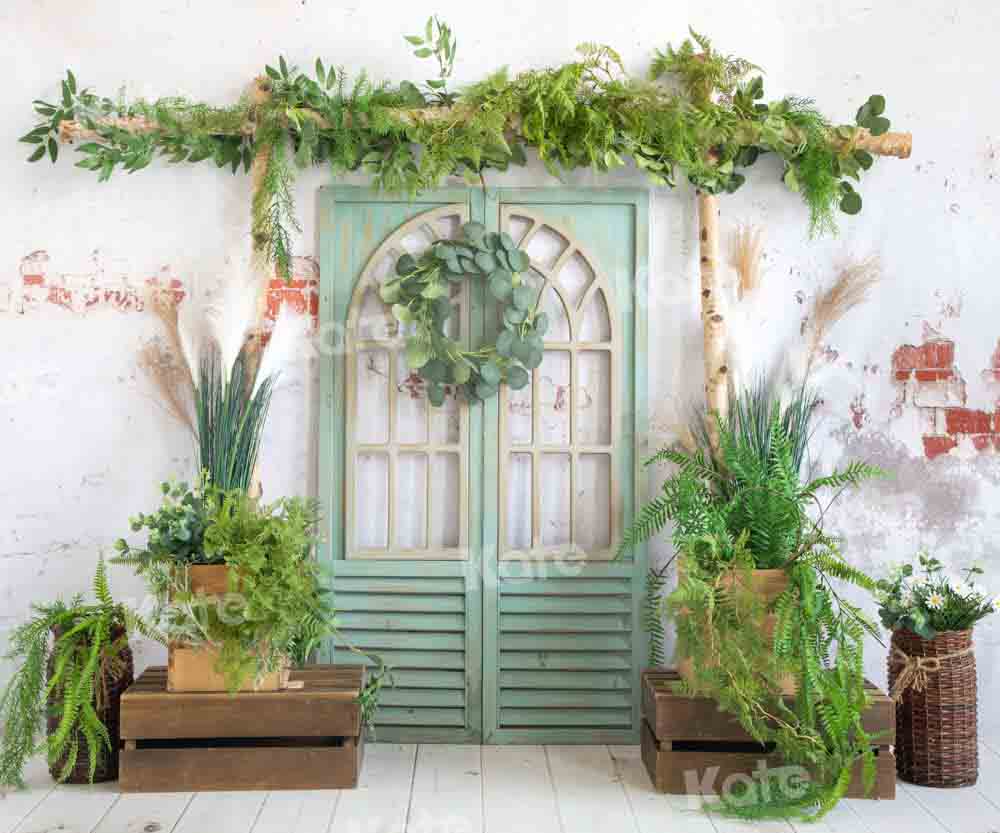 Kate Spring/Summer Green Plants Backdrop Barn Door Designed by Emetselch