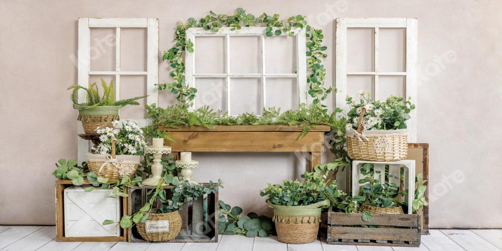 Kate Spring White Window Plants Backdrop for Photography