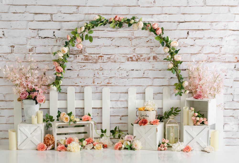Kate Spring Wreath Backdrop Nature Summer Flowers Designed by Emetselch