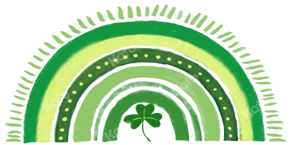 Kate Pet St.Patrick's Day Backdrop Rainbow Green Lucky Clover Designed by GQ