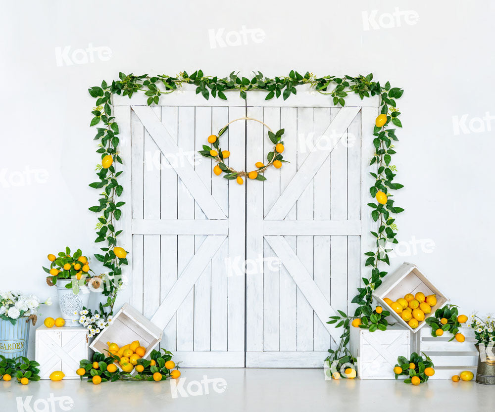 Kate Summer Lemon Backdrop Barn Door White Designed by Uta Mueller Photography