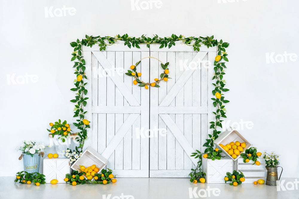 Kate Summer Lemon Backdrop Barn Door White Designed by Uta Mueller Photography
