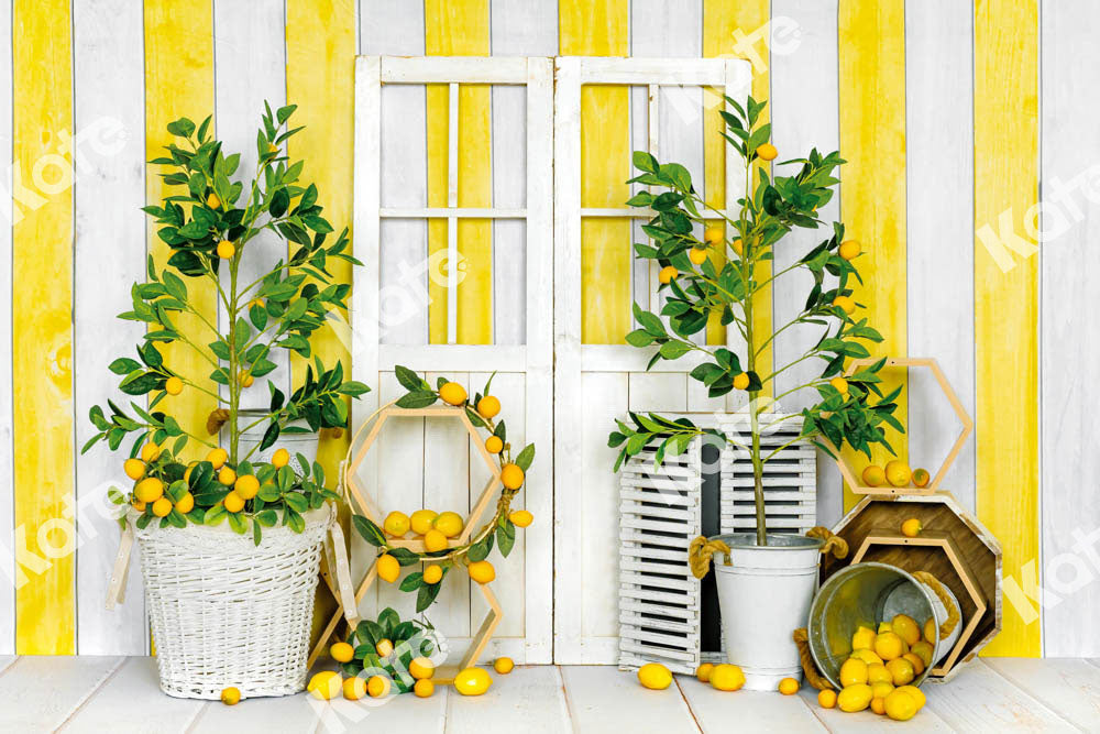 Kate Summer Lemon Backdrop Yellow Stripes Designed by Emetselch