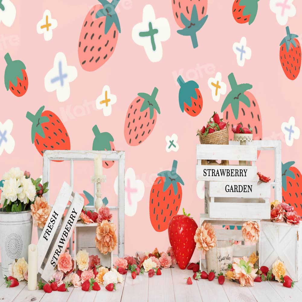 Kate Summer Strawberry Pink Backdrop Flowers Designed by Emetselch