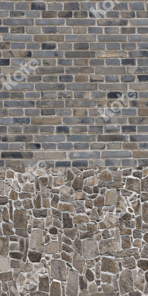 Kate Sweep Brick Wall Backdrop Gray Stone Frame Texture Splicing Designed by Chain Photographer
