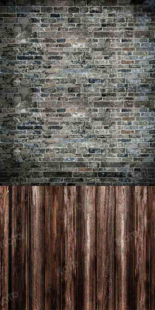 Kate Sweep Brick Wall Backdrop Wood Board Stitching Designed by Chain Photographer