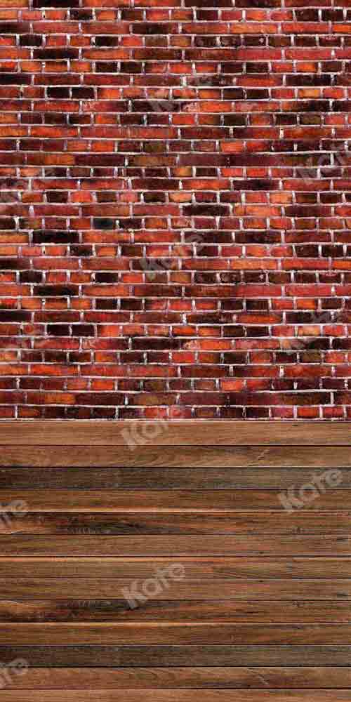 Kate Sweep Brick Wall Backdrop Wood Board Stitching Designed by Chain Photographer