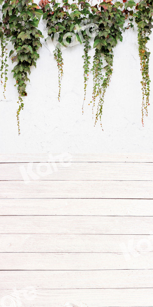 Kate Sweep Green Plants Backdrop Wall Wood Splicing Designed by Chain Photography