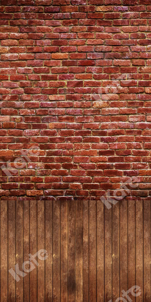 Kate Sweep Plank Stitching Backdrop Red Brick Wall Designed by Chain Photographer