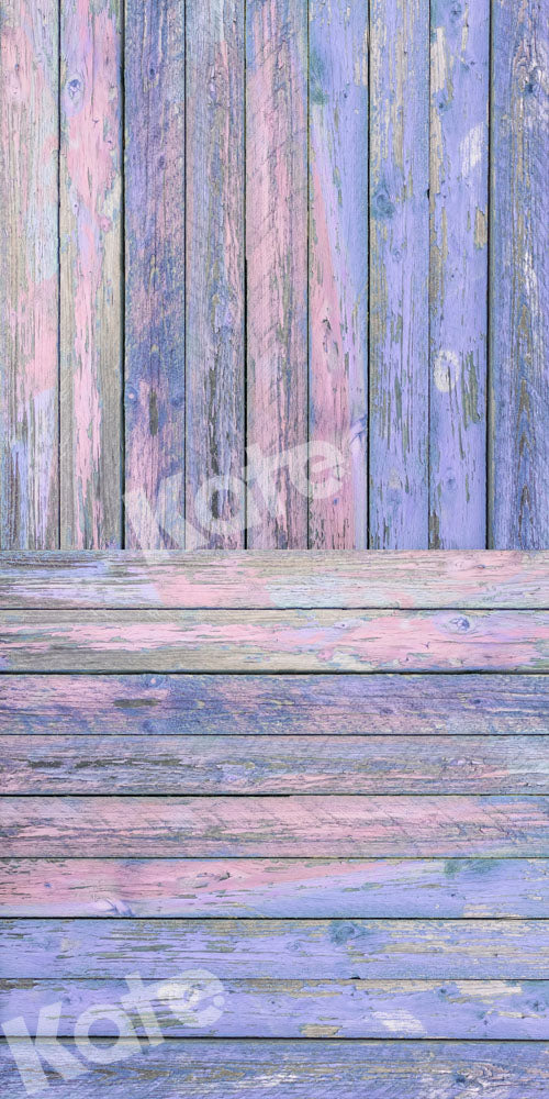Kate Sweep Purple Pink Backdrop Distressed Wood Splicing Designed by Chain Photography