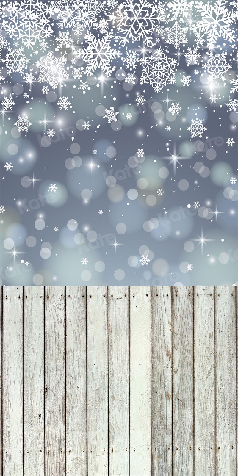 Kate Sweep Snowflake Bokeh Backdrop Wood Plank for Photography