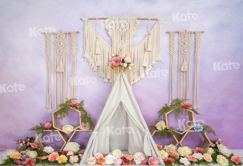 Kate Tent Flower Boho Backdrop Purple Designed by Emetselch