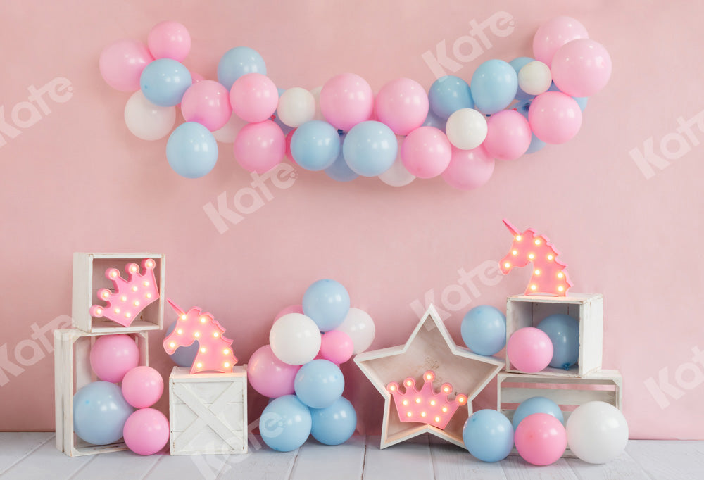 Kate Unicorn Balloon Birthday Backdrop Designed by Emetselch