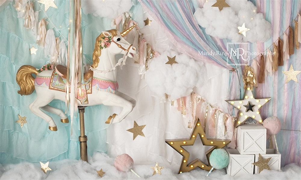 Kate Unicorn Carousel Backdrop Dreams Designed by Mandy Ringe Photography