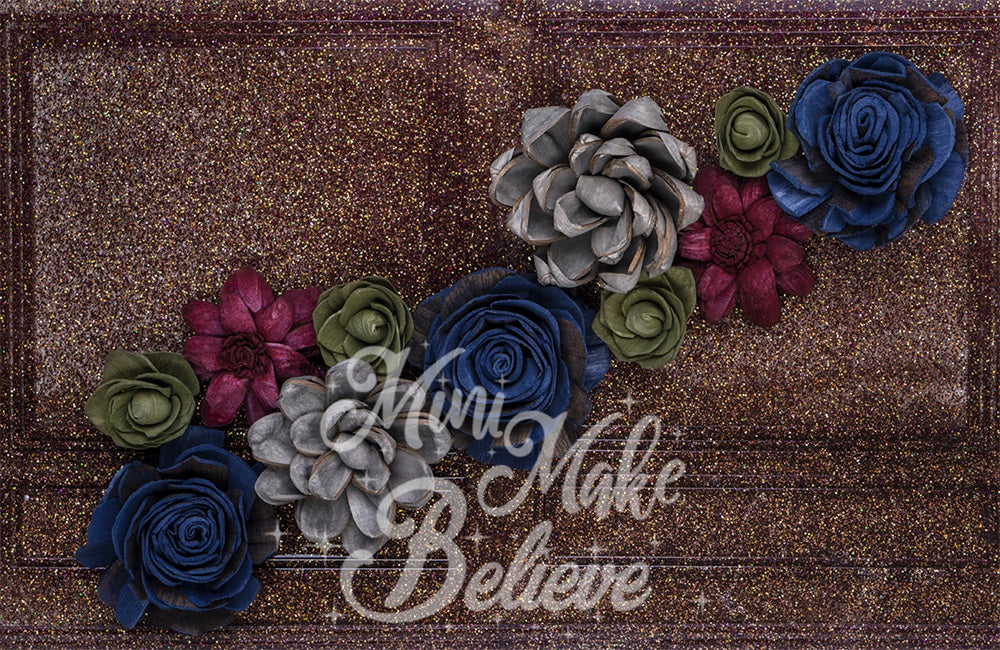 Kate Valentine Dark Backdrop Flower Glitter Wall for Photography Designed by Mini MakeBelieve