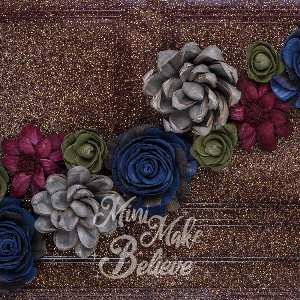 Kate Valentine Dark Backdrop Flower Glitter Wall for Photography Designed by Mini MakeBelieve