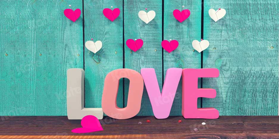 Kate Valentine'S Day  Wooden Wall Love Photography Backdrop - Kate Backdrop