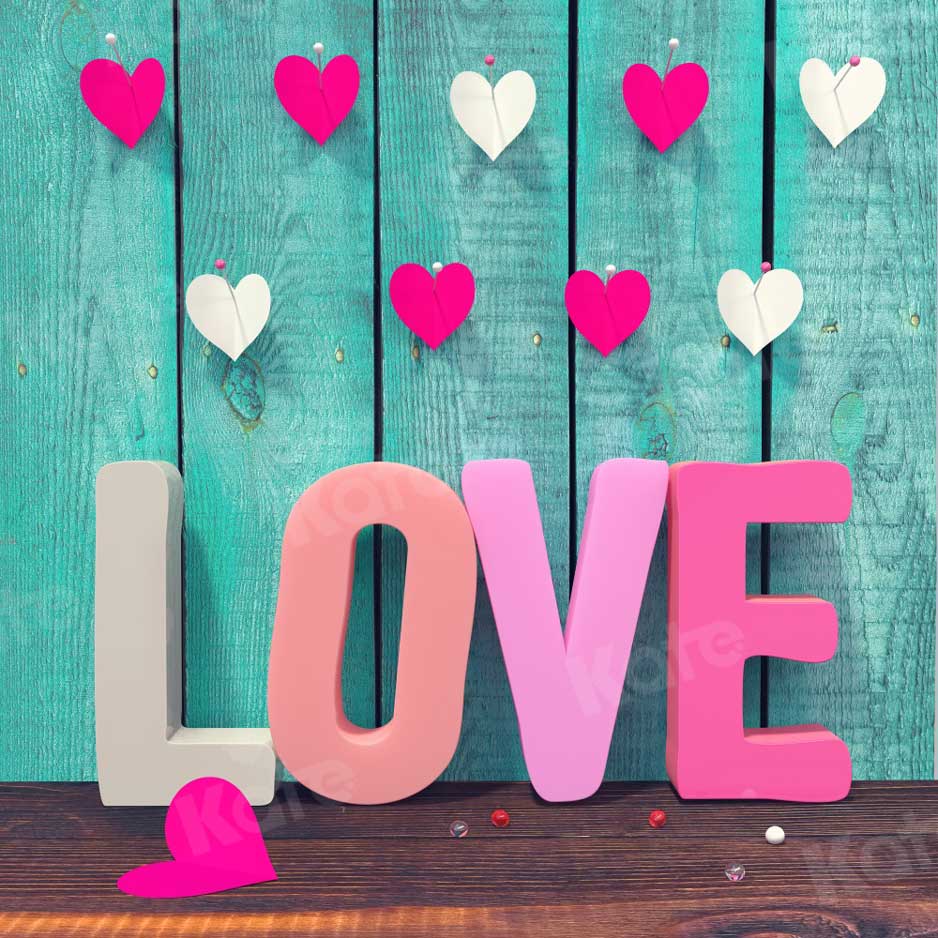 Kate Valentine'S Day  Wooden Wall Love Photography Backdrop - Kate Backdrop