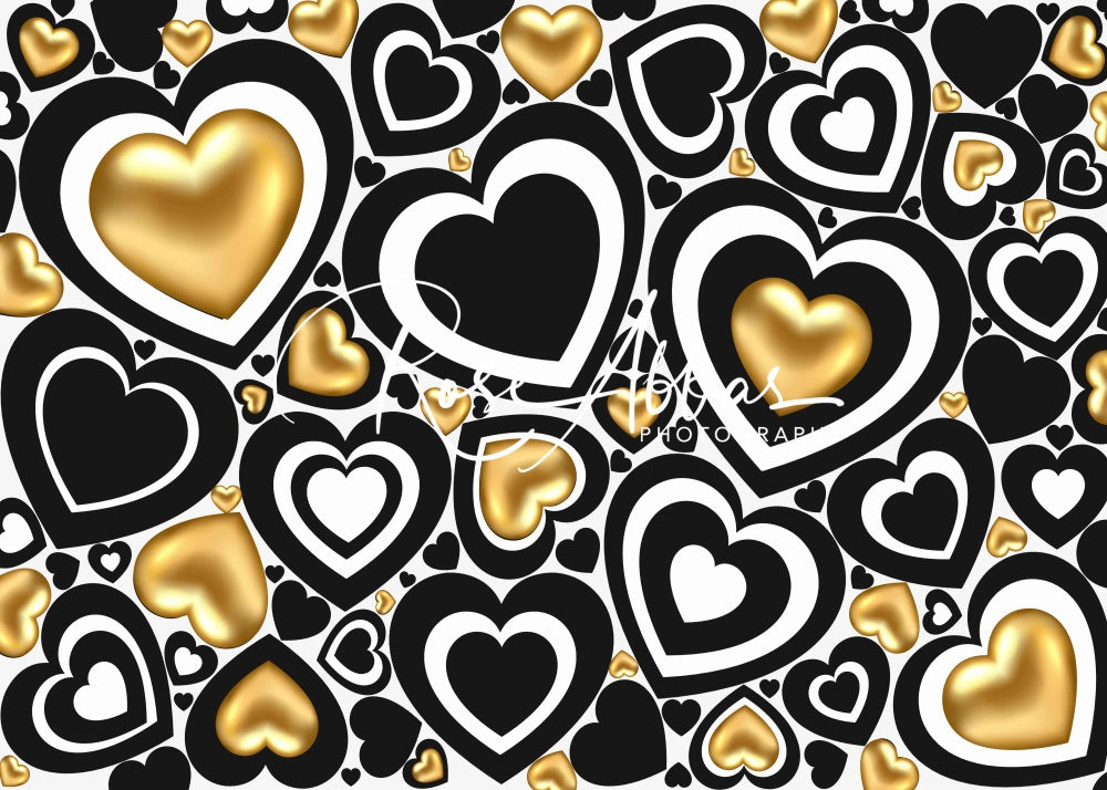 Kate Valentine's Day Backdrop Gold Black Heart Designed By Rose Abbas