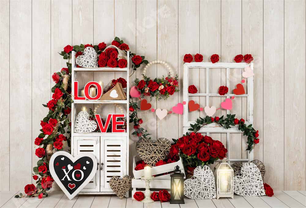 Romantic Rustic Rose Love Backdrop