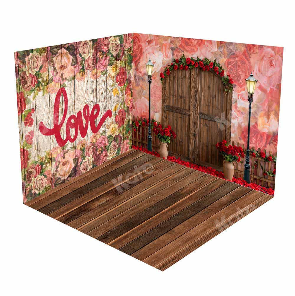 Kate Valentine's Day Flower Wooden Door Room Set(8ftx8ft&10ftx8ft&8ftx10ft)