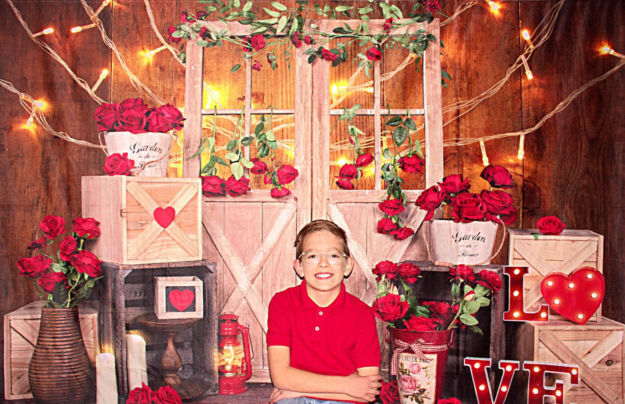 Kate Valentine's Day Roses Lights Backdrop Designed by Emetselch