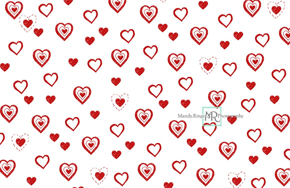 Kate Valentine's Heart Backdrop Red Doodles Designed by Mandy Ringe Photography