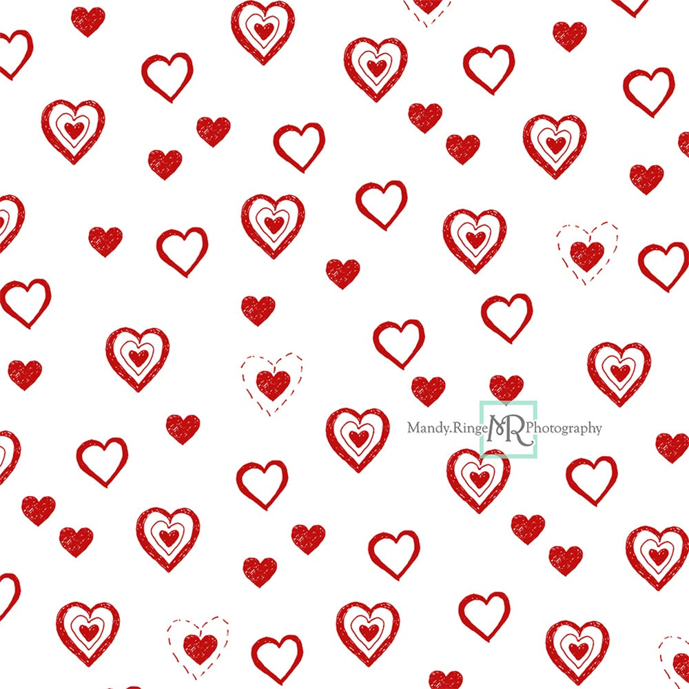 Kate Valentine's Heart Backdrop Red Doodles Designed by Mandy Ringe Photography