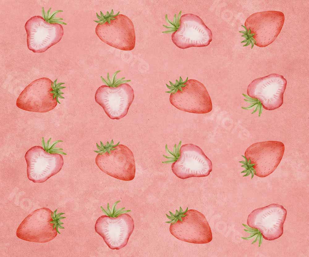 Kate Watercolor Spring Strawberry Backdrop Hand Painted Designed by Chain Photography