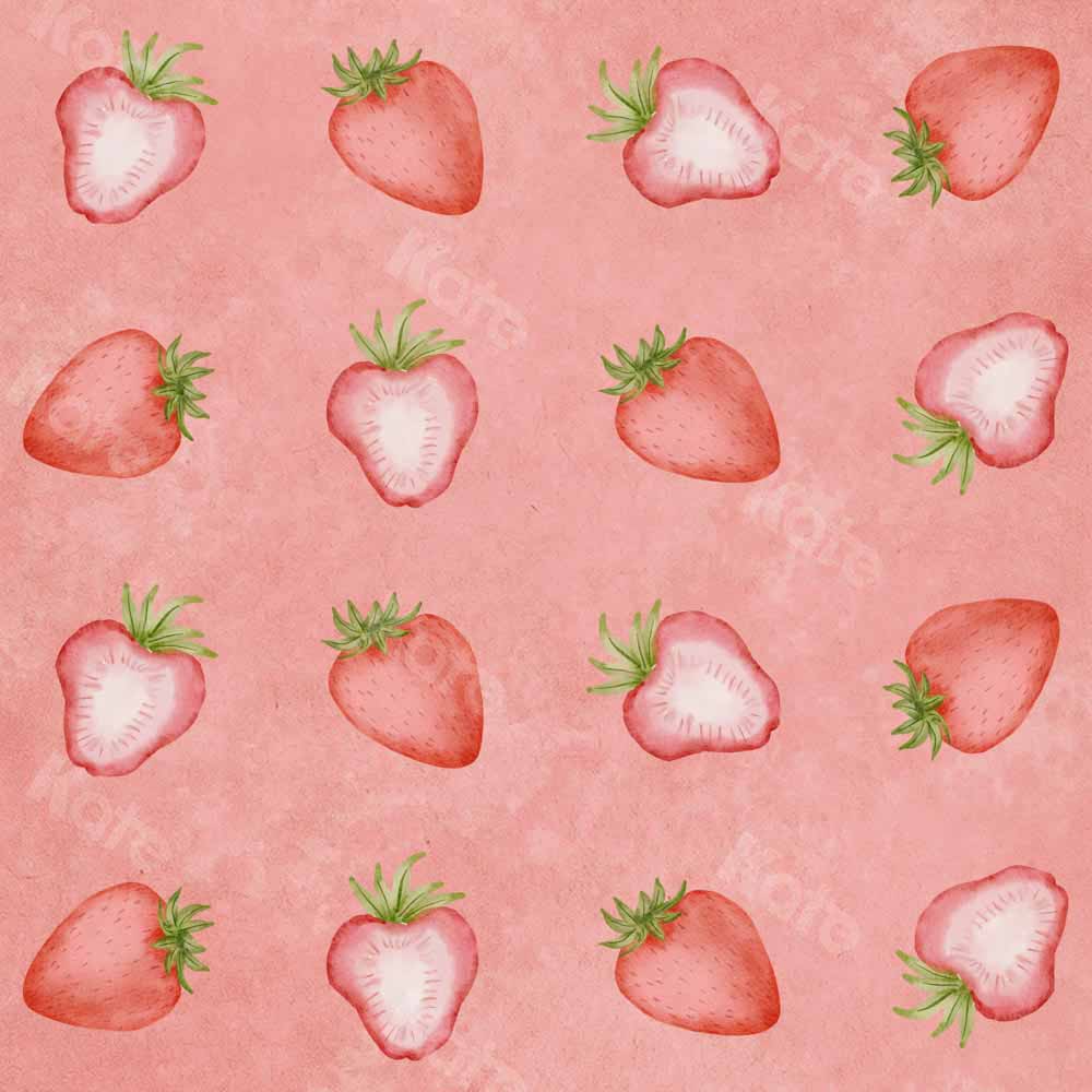Kate Watercolor Spring Strawberry Backdrop Hand Painted Designed by Chain Photography