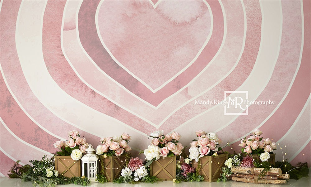 Kate Watercolor Valentine Backdrop Heart Roses Designed by Mandy Ringe Photography