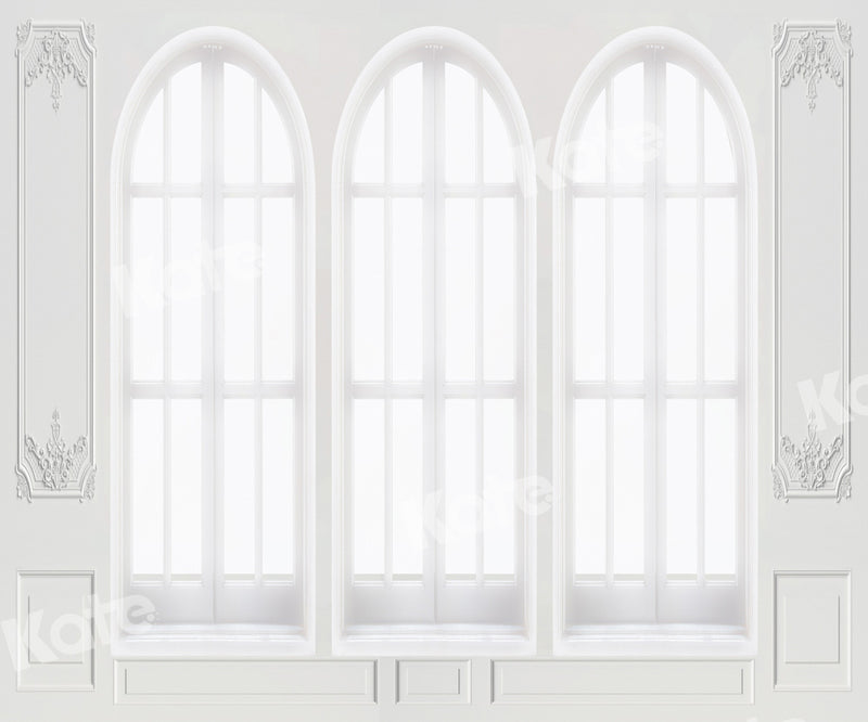 Elegant White Arched Window Backdrop
