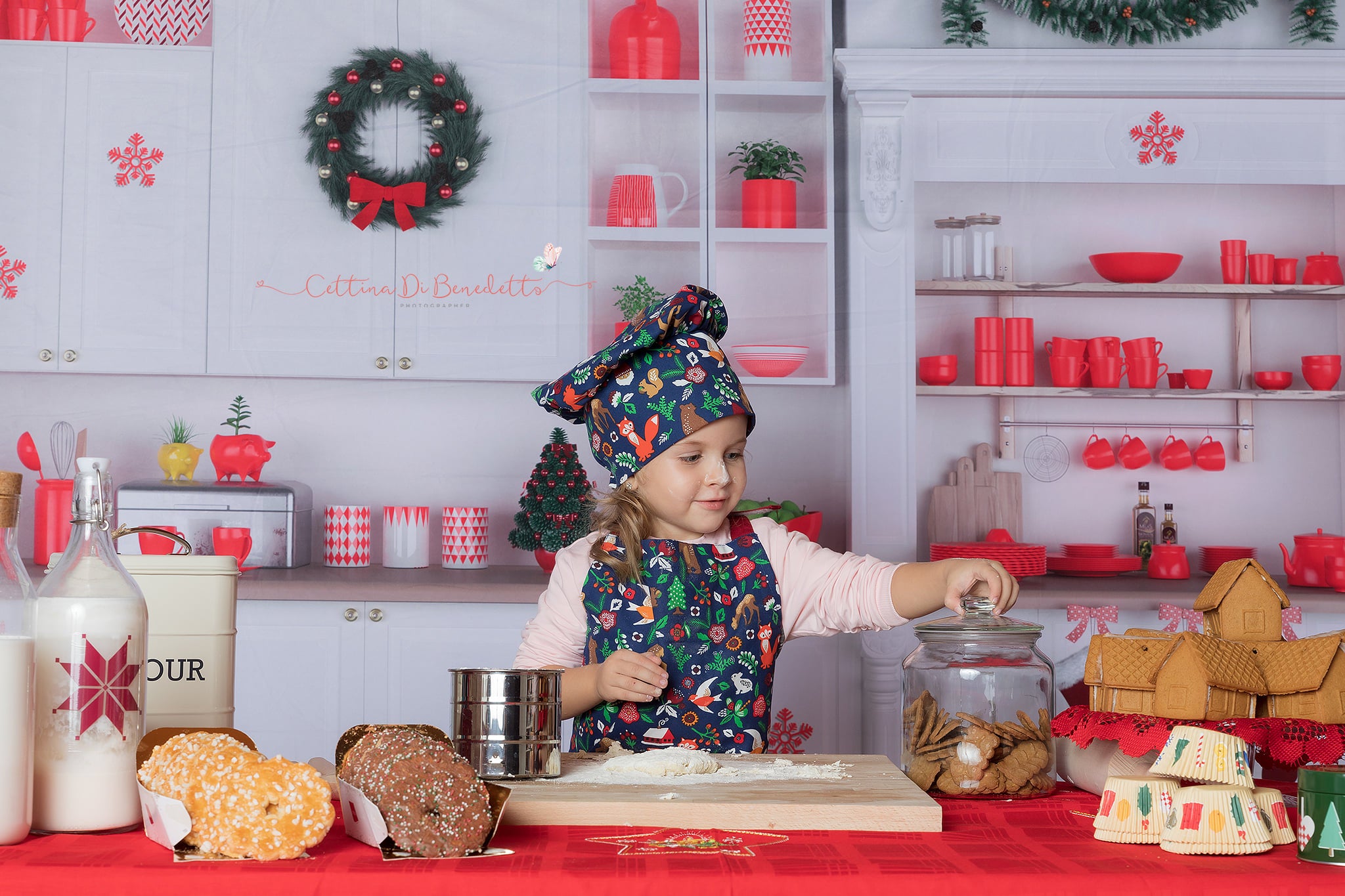 Kate White Christmas Kitchen Backdrop for Photography