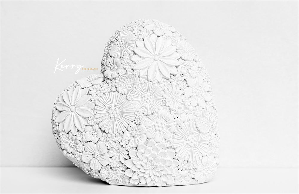 Kate White Floral Heart Backdrop Mothers Love Valentines for Photography Designed by Kerry Anderson