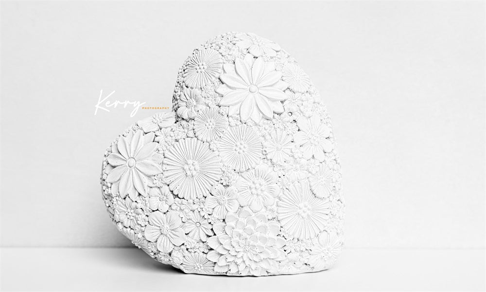 Kate White Floral Heart Backdrop Mothers Love Valentines for Photography Designed by Kerry Anderson